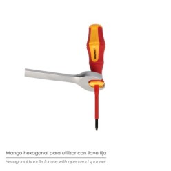 Destornillador Plano Aislado Certificado VDE 1,000 V, Medida 0,5 x Ø 3,0 x 100 mm, Destornillador Seguridad Electricista