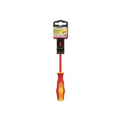 Destornillador Plano Aislado Certificado VDE 1,000 V, Medida 0,5 x Ø 3,0 x 100 mm, Destornillador Seguridad Electricista