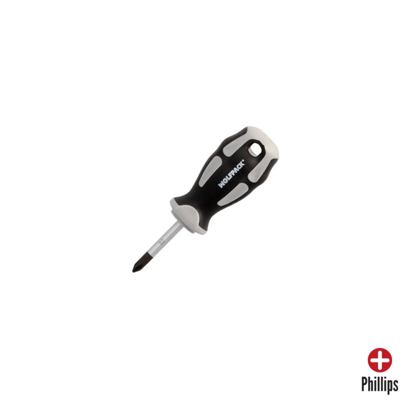 Destornillador Phillips Acero S2 Mango TPR Bimaterial, Medida PH 1 x Ø 5,0 x 38 mm, DIN5262,