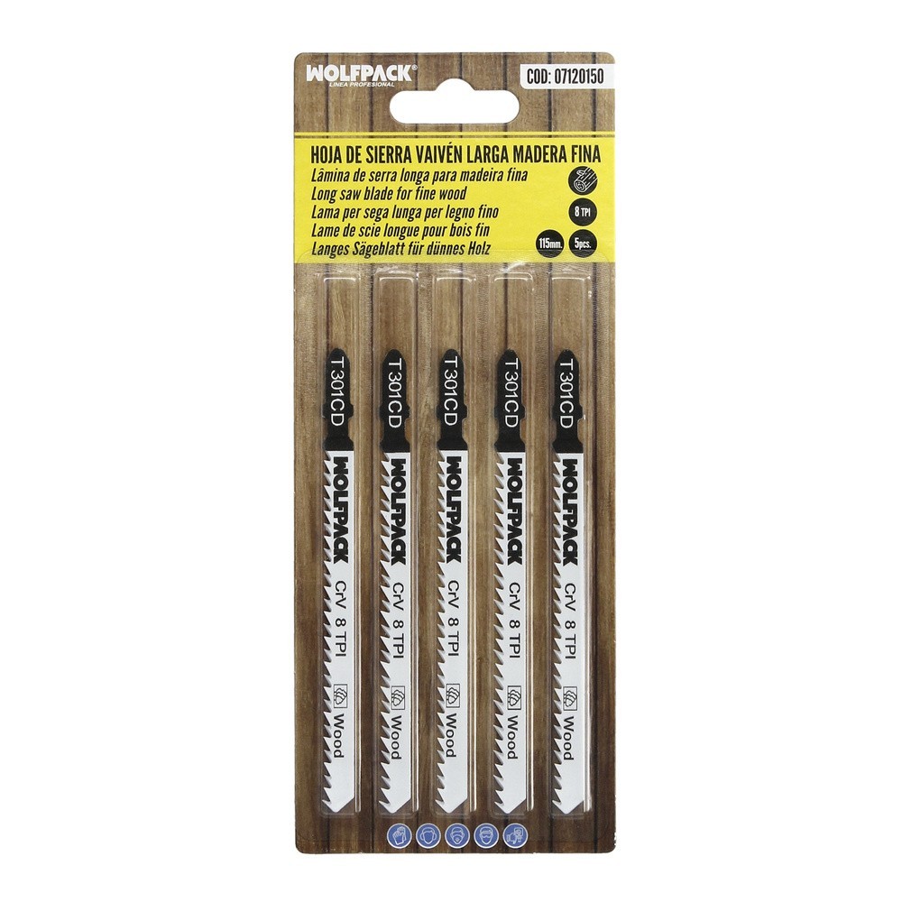 Hojas Larga Sierra Calar Para Madera Corte Medio 5 Piezas, Hoja Cromo Vanadio 58, Vastago T Universal al por Mayor | Almacén de 