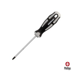 Destornillador Phillips Acero S2 Mango TPR Bimaterial, Medida PH 1 x Ø 5,0 x 100 mm,  DIN5262,