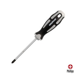 Destornillador Phillips Acero S2 Mango TPR Bimaterial, Medida PH 2 x Ø 6,0 x 100 mm,  DIN5262,