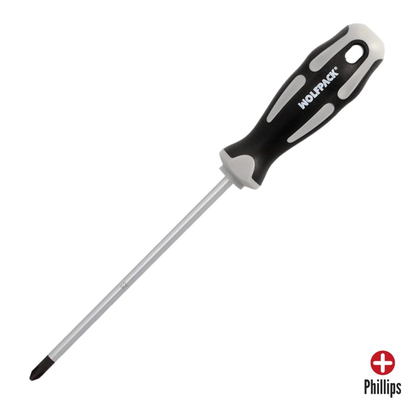 Destornillador Phillips Acero S2 Mango TPR Bimaterial, Medida PH 2 x Ø 6,0 x 150 mm,  DIN5262,