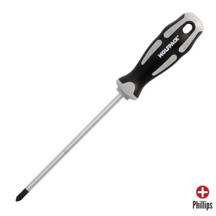 Destornillador Phillips Acero S2 Mango TPR Bimaterial, Medida PH 2 x Ø 6,0 x 150 mm,  DIN5262,
