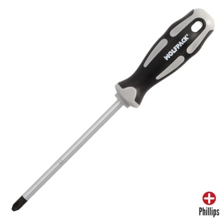 Destornillador Phillips Acero S2 Mango TPR Bimaterial, Medida PH 3 x Ø 8,0 x 150 mm,  DIN5262,
