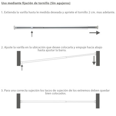 Barra Visillo Extensible 148,5/240 cm,Con Muelle Presion Ajustable  (1 Pieza)