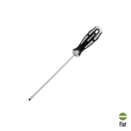 Destornillador Plano Estampado Acero S2 Mango TPR Bimaterial, Medida 0,8 x Ø 4,0 x 150 mm, DIN5265