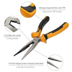 Alicates Boca Recta 200 mm, Acero DIN 5745 Alicates Punta Recta, Alicates Boca Recta Larga,