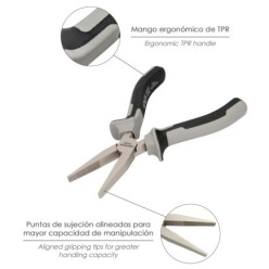 Alicates Boca Plana 150 mm, Acero Cromo Vanadio DIN-ISO 5745 Alicates Punta Plana, Alicates Boca Plana Larga,