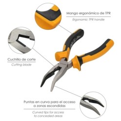 Alicates Boca Curva 150 mm, Acero DIN 5745 Alicates Punta Curva, Alicates Boca Curva Larga,