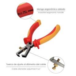 Alicates Pelacables 150 mm, Mangos Aislados Acero Cromo Vanadio Pelacables, Corta Cables, Pelador Cables