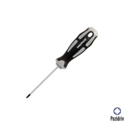 Destornillador Pozidriv Acero S2 Mango TPR Bimaterial, Medida PZ 0 x Ø 3,0 x 75 mm,  DIN5262,