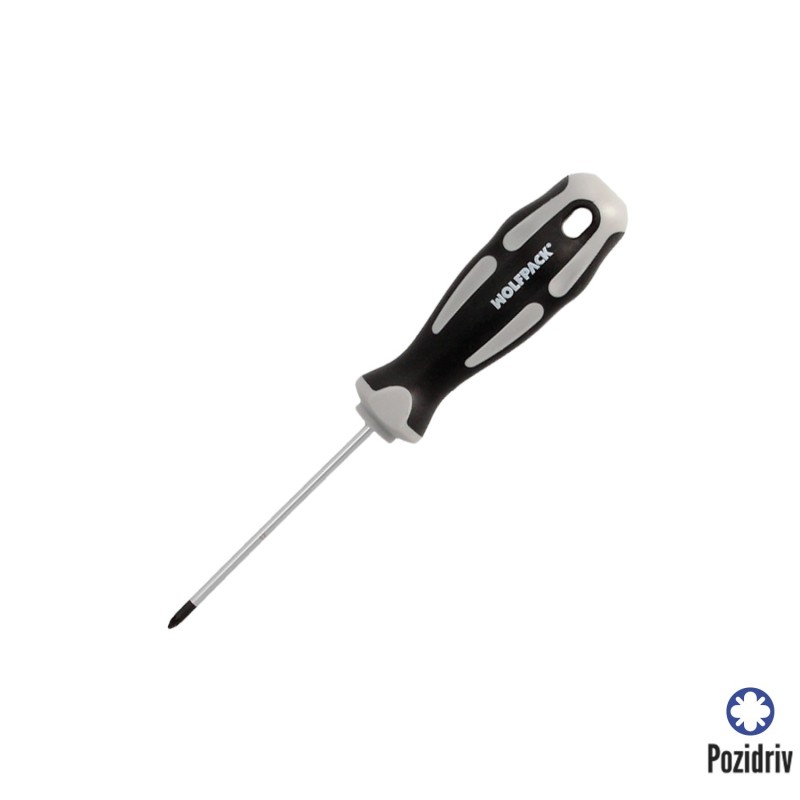 Destornillador Pozidriv Acero S2 Mango TPR Bimaterial, Medida PZ 0 x Ø 3,0 x 75 mm,  DIN5262,