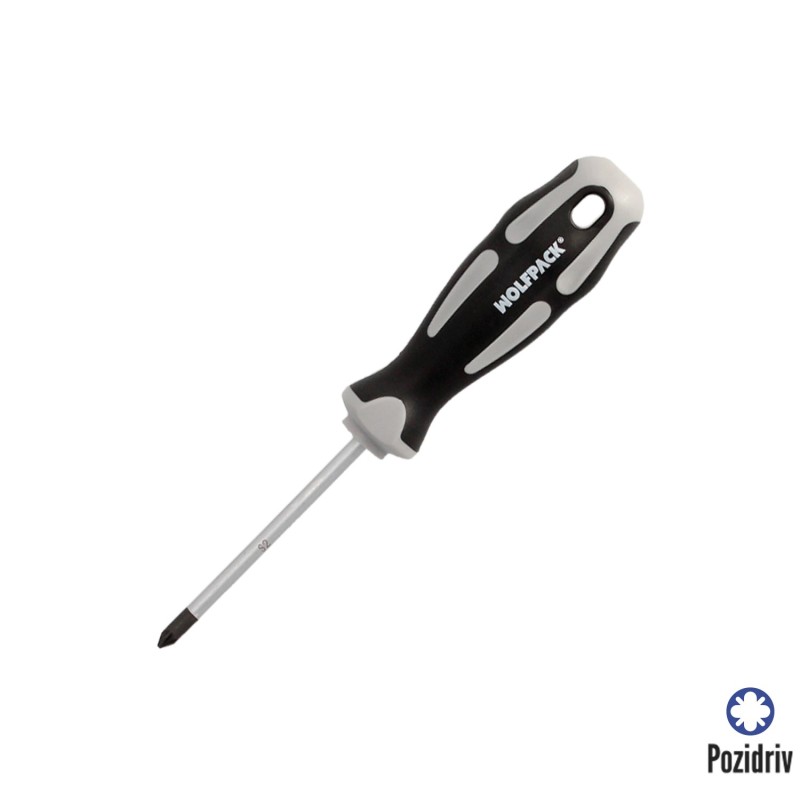 Destornillador Pozidriv Acero S2 Mango TPR Bimaterial, Medida PZ 1 x Ø 5 x 75 mm,  DIN5262,