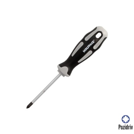 Destornillador Pozidriv Acero S2 Mango TPR Bimaterial, Medida PZ 1 x Ø 5 x 75 mm,  DIN5262,