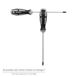 Destornillador Pozidriv Acero S2 Mango TPR Bimaterial, Medida PZ 2 x Ø 6 x 100 mm,  DIN5262,