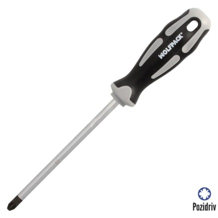 Destornillador Pozidriv Acero S2 Mango TPR Bimaterial, Medida PZ 3 x Ø 8 x 150 mm,  DIN5262,