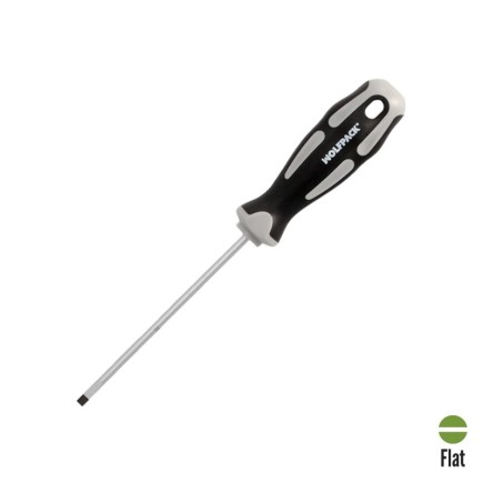 Destornillador Plano Vaciado Acero S2 Mango TPR Bimaterial, Medida 0,8 x Ø 4,0 x 100 mm,  DIN5265