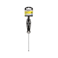Destornillador Plano Vaciado Acero S2 Mango TPR Bimaterial, Medida 0,8 x Ø 4,0 x 100 mm,  DIN5265
