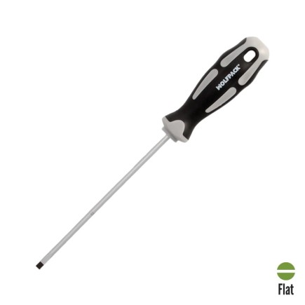 Destornillador Plano Vaciado Acero S2 Mango TPR Bimaterial, Medida 0,8 x Ø 4,0 x 125 mm,  DIN5265