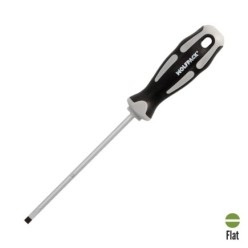 Destornillador Plano Vaciado Acero S2 Mango TPR Bimaterial, Medida 1,0 x Ø 5,0 x 125 mm,  DIN5265