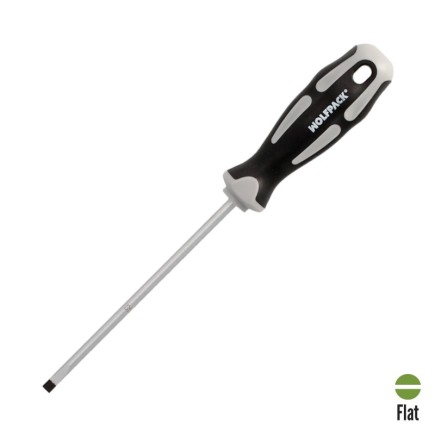 Destornillador Plano Vaciado Acero S2 Mango TPR Bimaterial, Medida 1,0 x Ø 5,0 x 125 mm,  DIN5265