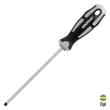 Destornillador Plano Vaciado Acero S2 Mango TPR Bimaterial, Medida 1,2 x Ø 6,0 x 150 mm,  DIN5265