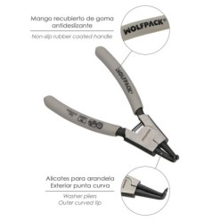 Alicates Arandelas Exteriores Curvo 125 mm, Acero Din 5254, Anillos De Presion, Anillos De Retención, Arandelas Circlips