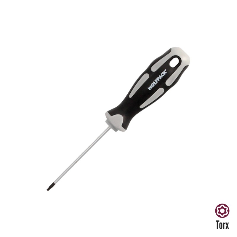 Destornillador Torx Inviolable Acero S2 Mango TPR Bimaterial, Medida T08 x Ø 3,0 x 75 mm,