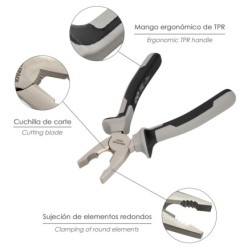 Alicates Universales 200 mm, Acero Cromo Vanadio DIN-ISO 5746