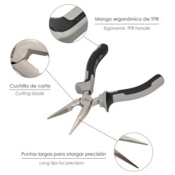 Alicates Boca Recta 150 mm, Acero Cromo Vanadio DIN-ISO 5745 Alicates Punta Recta, Alicates Boca Recta Larga,