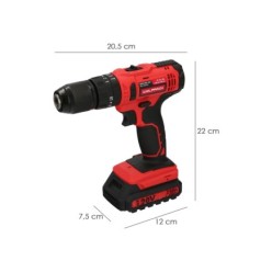 Taladro Atornillador 20 V, Con 2 Velocidades y Percutor, Bateria 2 Ah, Par Apriete 35 Nm,