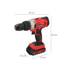 Taladro Atornillador 20 V, Con 2 Velocidades y Percutor, Bateria 2 Ah, Par Apriete 50 Nm,