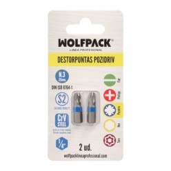 Puntas Destornillador Pozidriv Nº 3 (2 Piezas), Acero S2 al Cromo Vanadio, Puntas Hexagonales, Destorpuntas,