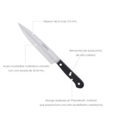 Cuchillo Grenoble Verduras Hoja Acero Inoxidable 15 cm, Negro