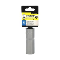 Llave Vaso 1/2" Hexagonal Larga 24 mm, Perfil de 6 caras, Acero Cromo Vanadio, Aristas Redondas