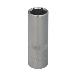 Llave Vaso 1/2" Hexagonal Larga 19 mm, Perfil de 6 caras, Acero Cromo Vanadio, Aristas Redondas