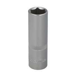 Llave Vaso 1/2" Hexagonal Larga 17 mm, Perfil de 6 caras, Acero Cromo Vanadio, Aristas Redondas