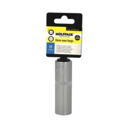 Llave Vaso 1/2" Hexagonal Larga 17 mm, Perfil de 6 caras, Acero Cromo Vanadio, Aristas Redondas