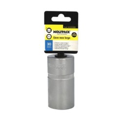 Llave Vaso 1/2" Hexagonal Larga 30 mm, Perfil de 6 caras, Acero Cromo Vanadio, Aristas Redondas