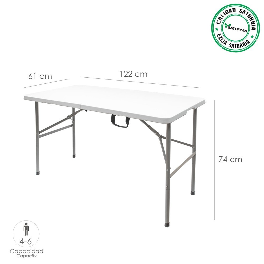 Mesa Plegable Rectangular HDPE 122x61x74 cm, Color Blanco al por Mayor | Almacén de Ferretería