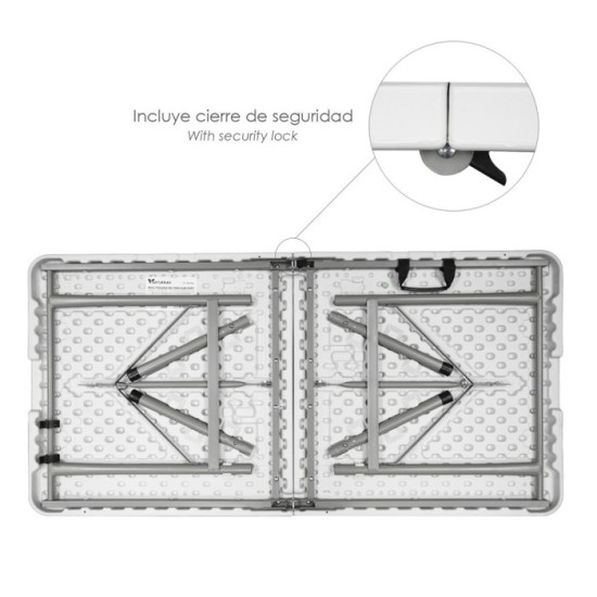 Mesa Plegable Rectangular HDPE 122x61x74 cm, Color Blanco al por Mayor | Almacén de Ferretería