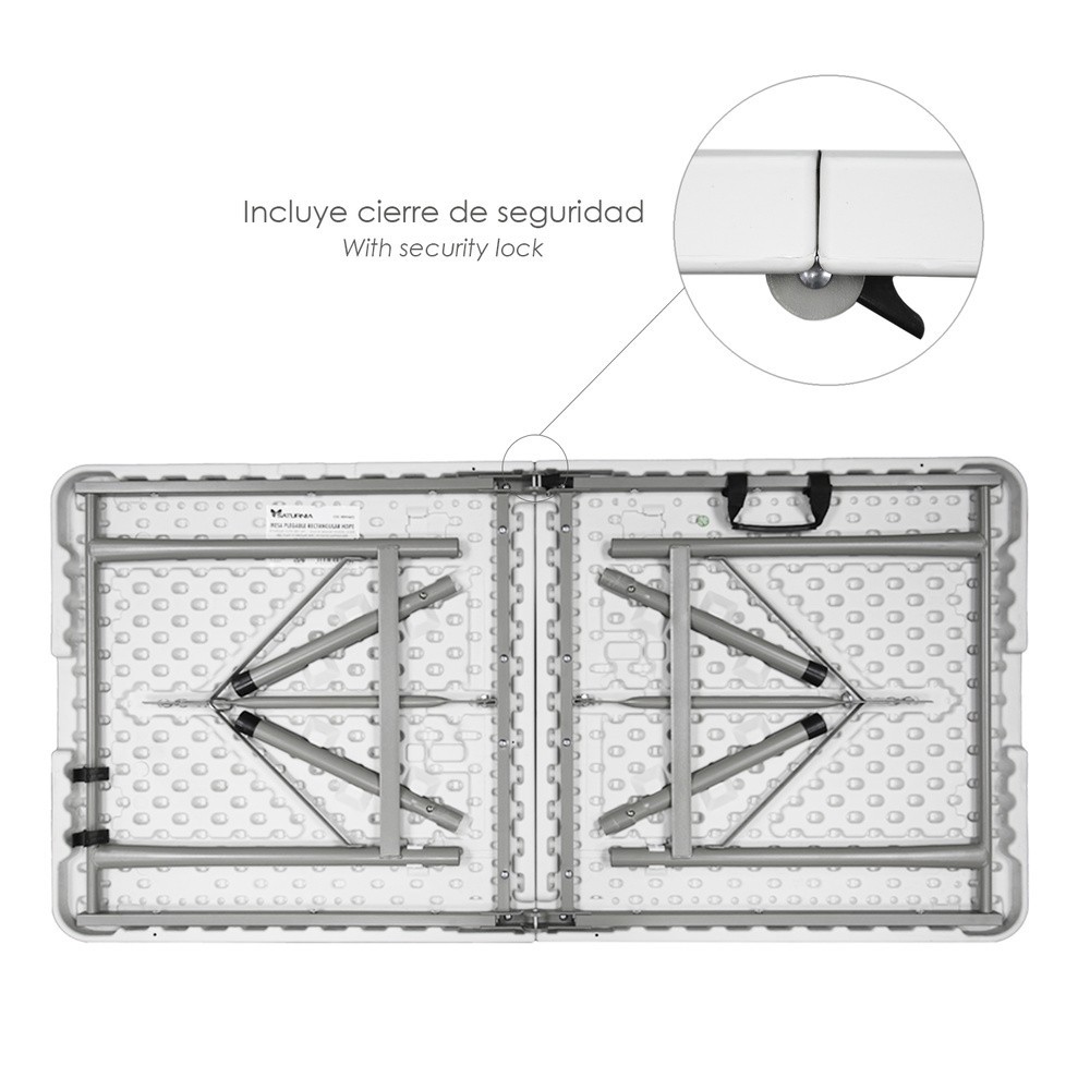 Mesa Plegable Rectangular HDPE 122x61x74 cm, Color Blanco al por Mayor | Almacén de Ferretería