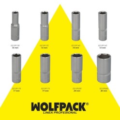 Llave Vaso 1/2" Hexagonal Larga 30 mm, Perfil de 6 caras, Acero Cromo Vanadio, Aristas Redondas