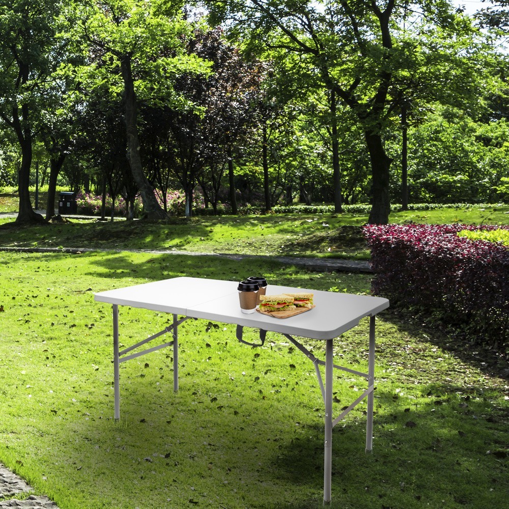 Mesa Plegable Rectangular HDPE 122x61x74 cm, Color Blanco al por Mayor | Almacén de Ferretería