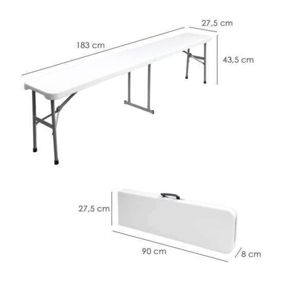 Banco Plegable Multifuncional, Portatil, Resistente,Multiusos 183x28x44 cm, Color Blanco al por Mayor | Almacén de Ferretería