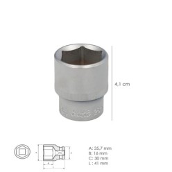 Llave Vaso 1/2" Hexagonal 26 mm, Perfil de 6 caras, Acero Cromo Vanadio, Aristas Redondas