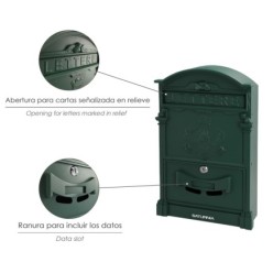 Buzon Jardín Aluminio Fundido Verde Palace 255 x 410 x 90 mm,