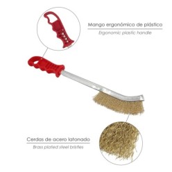 Cepillo Manual Acero Latonado Mango Rojo 34 cm,