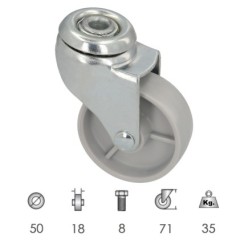 Rueda Domestica Ø 50 mm, Agujero Pasante Ø 8 mm,